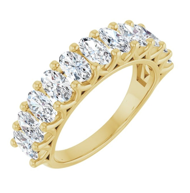 14K Yellow Gold Oval 5 X 3 Mm Polished 2 Ctw Lab-Grown Diamond Anniversary Band Size 7