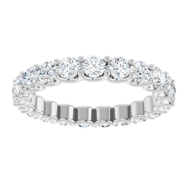14K White Gold Round 3 Mm Vs, F+ Polished 2 Ctw Lab-Grown Diamond Eternity Band Size 8