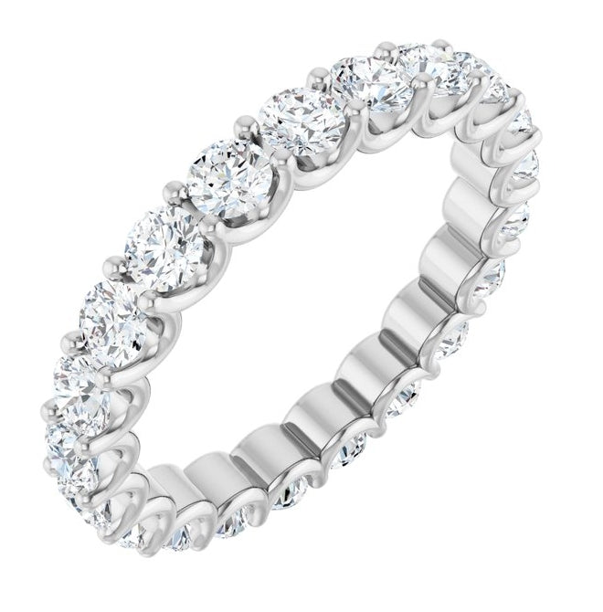 14K White Gold Round 3 Mm Vs, F+ Polished 2 Ctw Lab-Grown Diamond Eternity Band Size 8