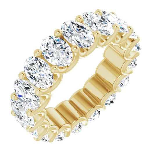 14K Yellow Gold Oval 6 X 4 Mm Vs, F-G Polished 6 3/4 Ctw Lab-Grown Diamond Eternity Band Size 6
