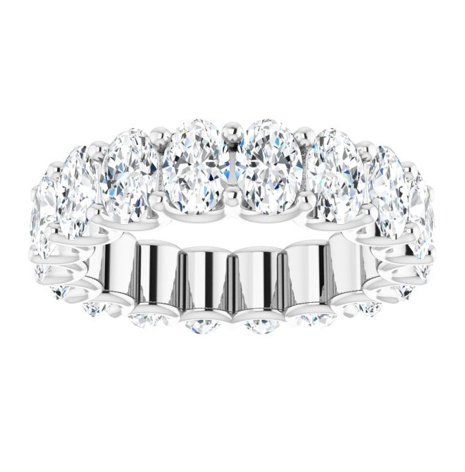 14K White Gold Oval 6 X 4 Mm Vs, F-G Polished 6 5/8 Ctw Lab-Grown Diamond Eternity Band Size 8