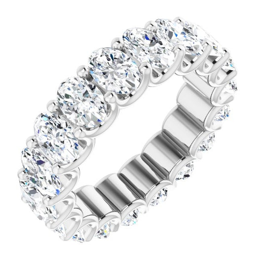 14K White Gold Oval 6 X 4 Mm Vs, F-G Polished 6 5/8 Ctw Lab-Grown Diamond Eternity Band Size 8