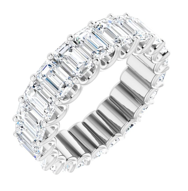 14K Yellow Or White Gold Emerald 5 X 3 Mm Vs, F-G Polished 6 1/2 Ctw Lab-Grown Diamond Eternity Band