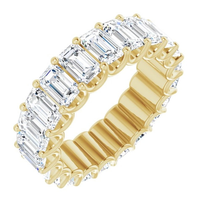 14K Yellow Or White Gold Emerald 5 X 3 Mm Vs, F-G Polished 6 1/2 Ctw Lab-Grown Diamond Eternity Band