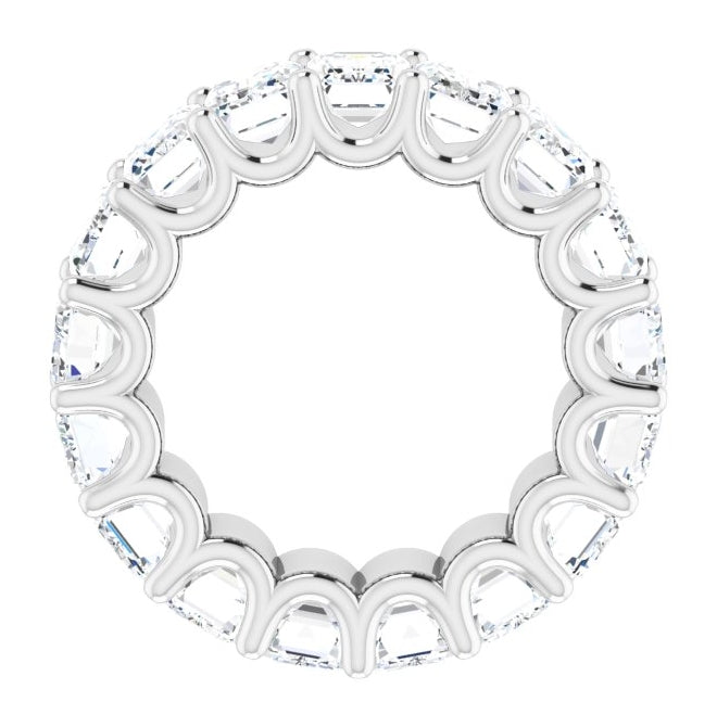 14K White Gold Emerald 6 X 4 Mm Vs, F-G Polished 11 Ctw Lab-Grown Diamond Eternity Band Size 5