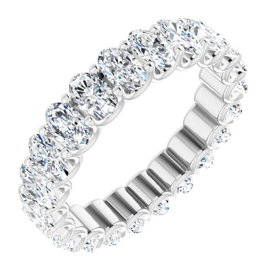 14K White Gold Oval 5 X 3 Mm Vs, F-G Polished 4 1/3 Ctw Lab-Grown Diamond Eternity Band Size 8