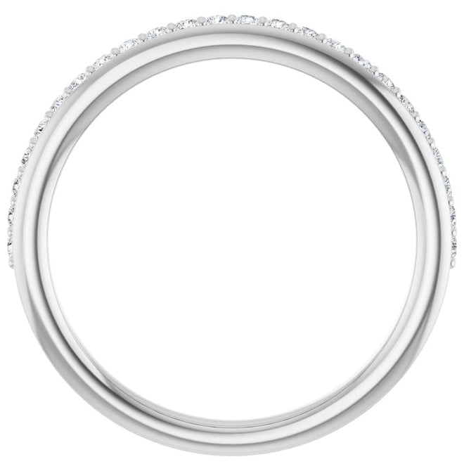 14K White Gold Round 1.3 Mm Polished 1/5 Ctw Natural Diamond Anniversary Band Size 7
