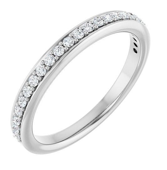 14K White Gold Round 1.3 Mm Polished 1/5 Ctw Natural Diamond Anniversary Band Size 7