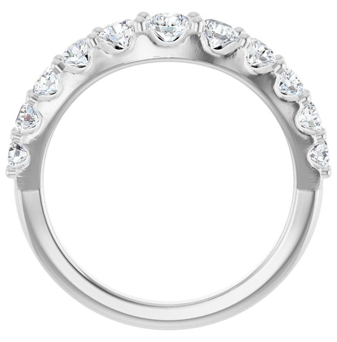 Platinum Gold Round 3.5 Mm Polished 1 Ctw Natural Diamond Graduated Contour Band Size 7