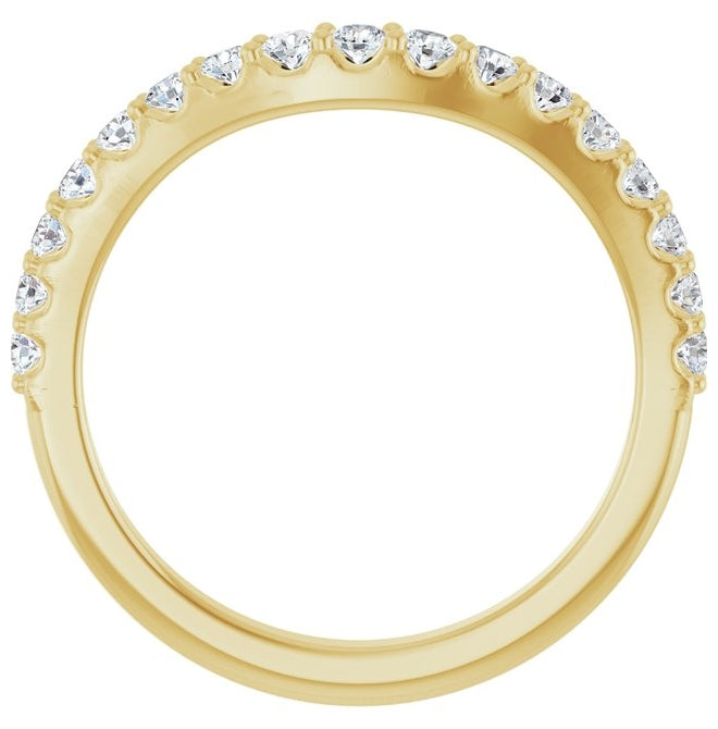 14K Yellow Or White Gold Round 2 Mm Polished 3/8 Ctw Natural Diamond Contour Band
