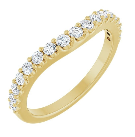 14K Yellow Or White Gold Round 2 Mm Polished 3/8 Ctw Natural Diamond Contour Band