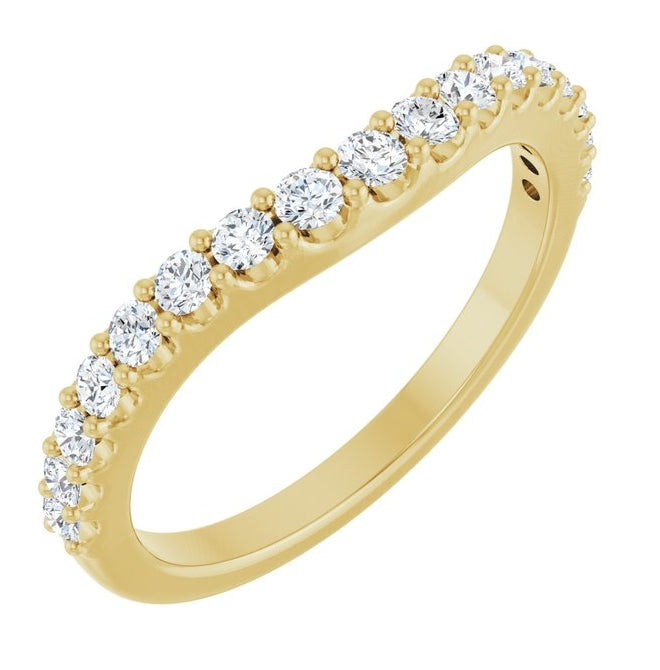 14K Yellow Or White Gold Round 2 Mm Polished 3/8 Ctw Lab-Grown Diamond Contour Band