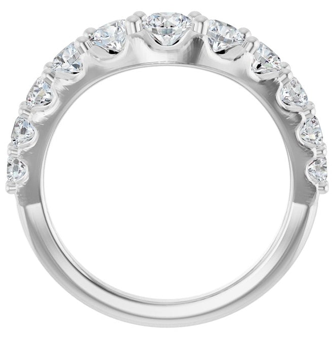 14K White Gold Round 4.1 Mm Polished 1 1/3 Ctw Lab-Grown Diamond Graduated Contour Band Size 7