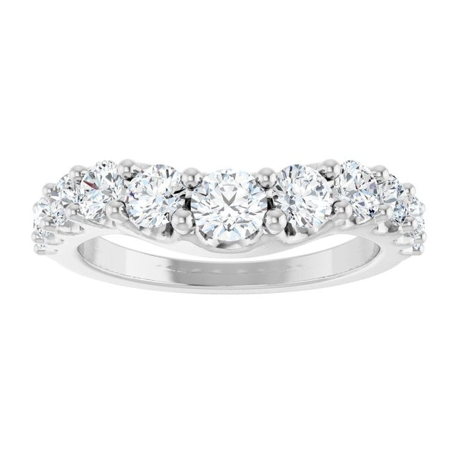 14K White Gold Round 4.1 Mm Polished 1 1/3 Ctw Lab-Grown Diamond Graduated Contour Band Size 7