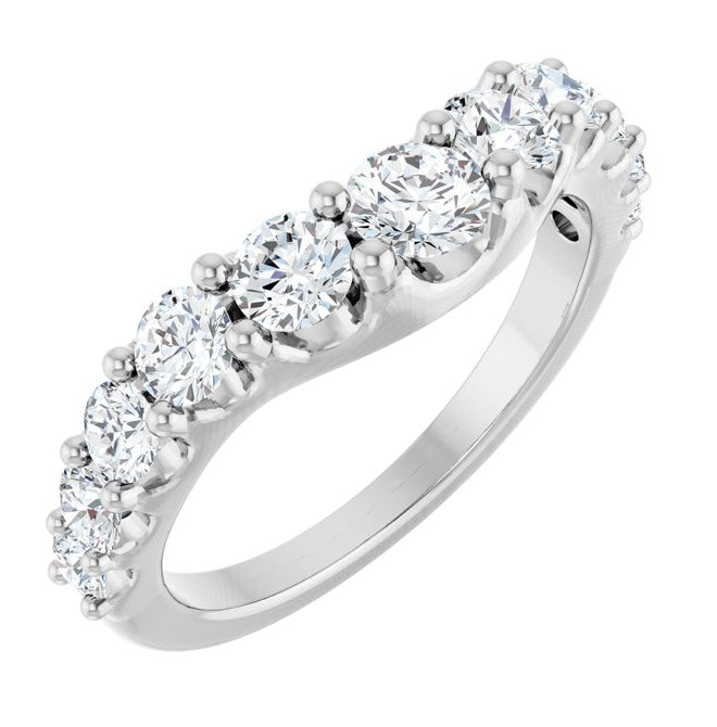 14K White Gold Round 4.1 Mm Polished 1 1/3 Ctw Lab-Grown Diamond Graduated Contour Band Size 7