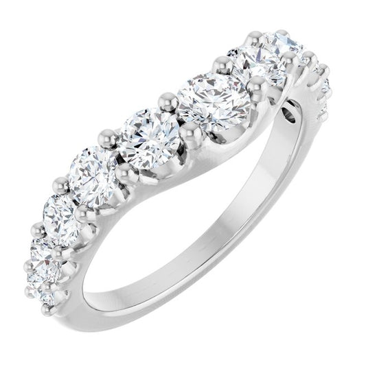 14K White Gold Round 4.1 Mm Polished 1 1/3 Ctw Lab-Grown Diamond Graduated Contour Band Size 7