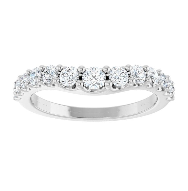 14K Yellow Or White Gold Round 3 Mm Polished 5/8 Ctw Lab-Grown Diamond Graduated Contour Band