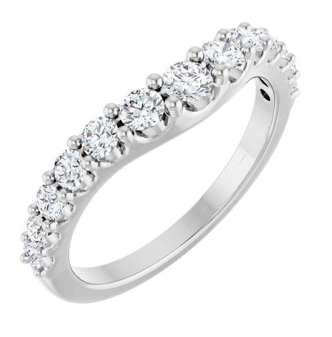 14K Yellow Or White Gold Round 3 Mm Polished 5/8 Ctw Lab-Grown Diamond Graduated Contour Band
