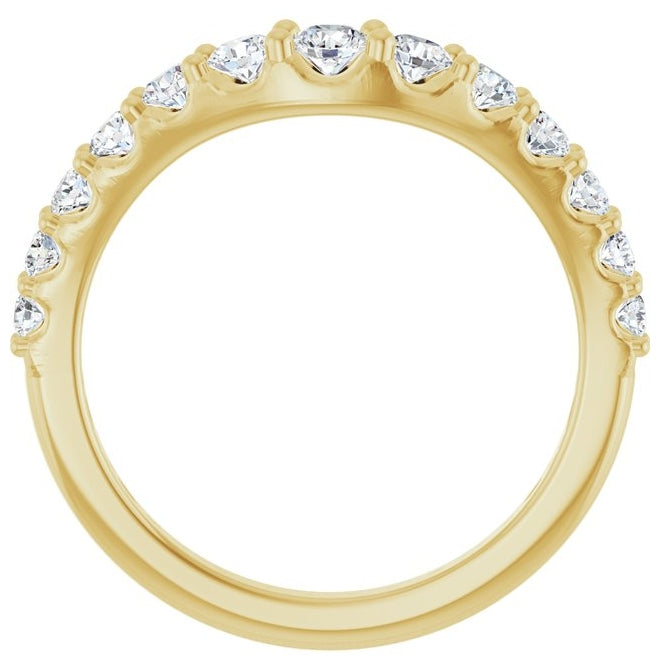 14K Yellow Or White Gold Round 3 Mm Polished 5/8 Ctw Lab-Grown Diamond Graduated Contour Band