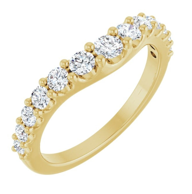14K Yellow Or White Gold Round 3 Mm Polished 5/8 Ctw Lab-Grown Diamond Graduated Contour Band
