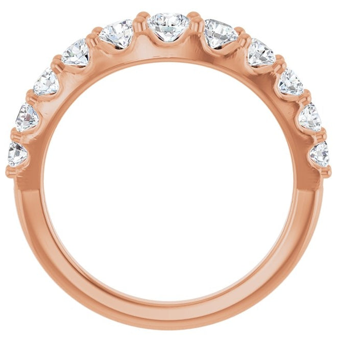 14K Rose Gold Round 3.5 Mm Polished 1 Ctw Lab-Grown Diamond Graduated Contour Band Size 7