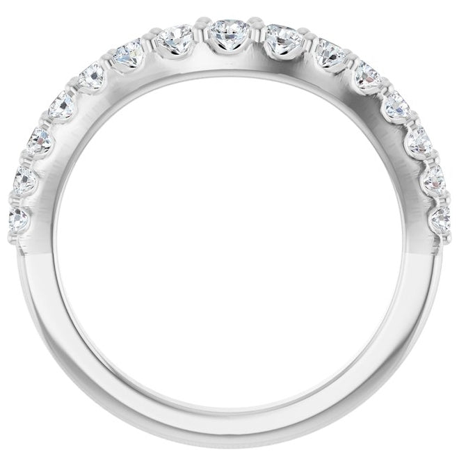 14K White Gold Round 2.5 Mm Polished 1/2 Ctw Lab-Grown Diamond Contour Band Size 7