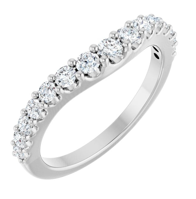 14K White Gold Round 2.5 Mm Polished 1/2 Ctw Lab-Grown Diamond Contour Band Size 7