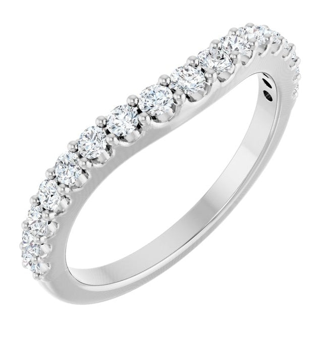 14K Yellow Or White Gold Round 2 Mm Polished 3/8 Ctw Lab-Grown Diamond Contour Band