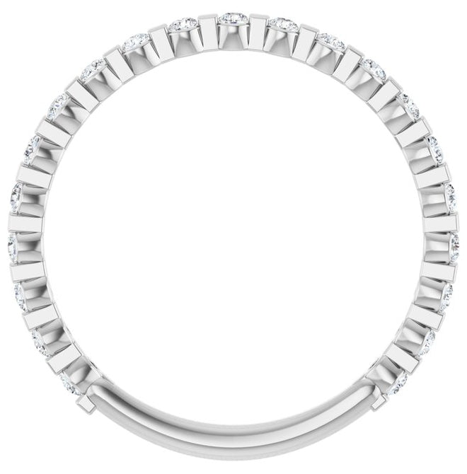 14K White Gold Round 1.5 Mm Polished 1/4 Ctw Natural Diamond Anniversary Band Size 7