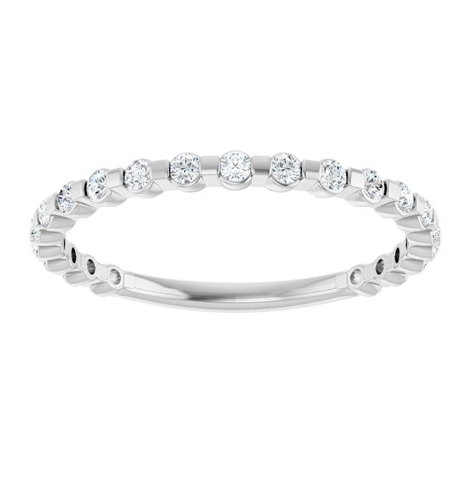 14K White Gold Round 1.5 Mm Polished 1/4 Ctw Natural Diamond Anniversary Band Size 7
