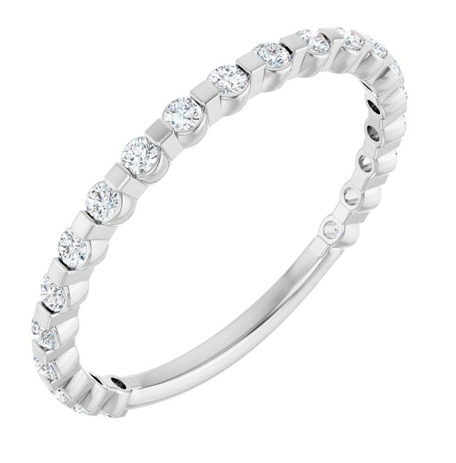 14K White Gold Round 1.5 Mm Polished 1/4 Ctw Natural Diamond Anniversary Band Size 7