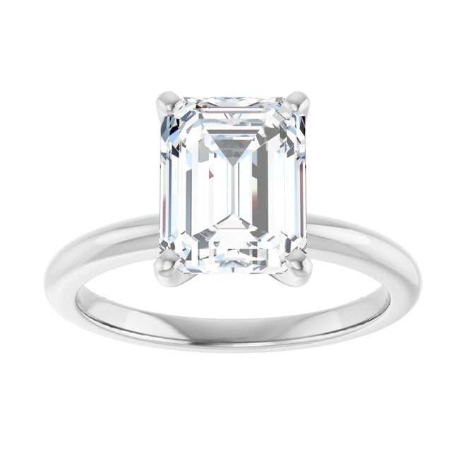 14K Yellow Or White Gold Emerald Polished Solitaire Lab-Grown Diamond Engagement Ring