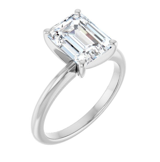 14K Yellow Or White Gold Emerald Polished Solitaire Lab-Grown Diamond Engagement Ring