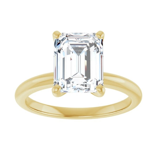 14K Yellow Or White Gold Emerald Polished Solitaire Lab-Grown Diamond Engagement Ring