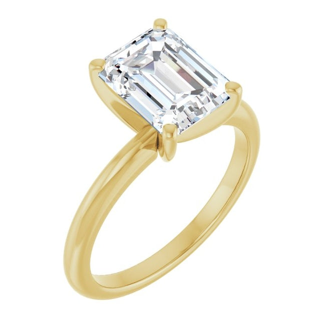 14K Yellow Or White Gold Emerald Polished Solitaire Lab-Grown Diamond Engagement Ring