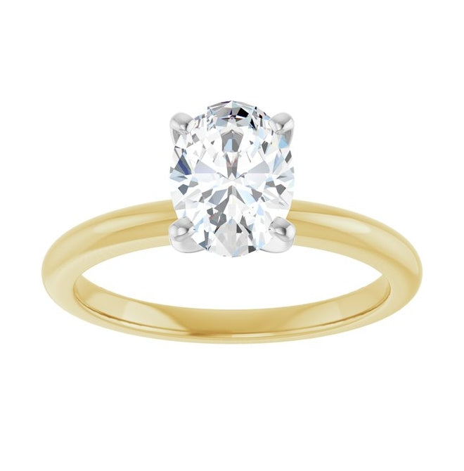 14K Yellow Or White Gold Oval Polished Solitaire Lab-Grown Diamond Engagement Ring