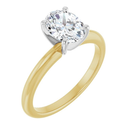14K Yellow Or White Gold Oval Polished Solitaire Lab-Grown Diamond Engagement Ring