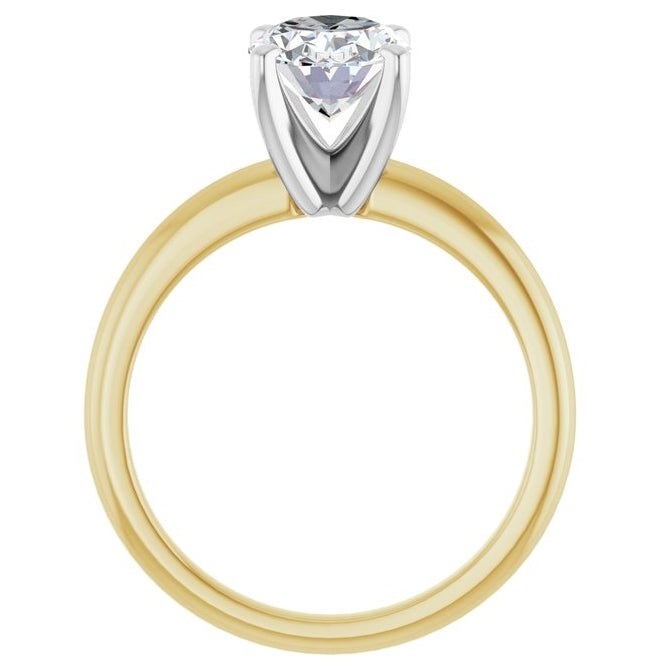 14K Yellow Or White Gold Oval Polished Solitaire Lab-Grown Diamond Engagement Ring