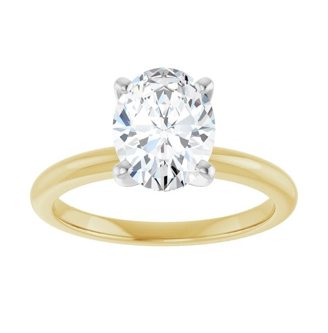 14K Yellow Or White Gold Oval Polished Solitaire Lab-Grown Diamond Engagement Ring