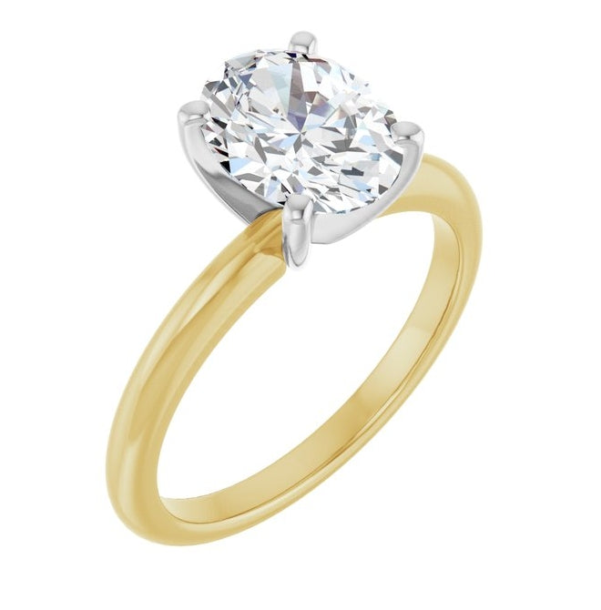 14K Yellow Or White Gold Oval Polished Solitaire Lab-Grown Diamond Engagement Ring