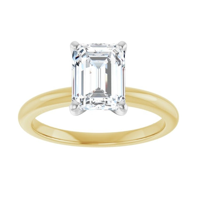 14K Yellow Or White Gold Emerald Polished Solitaire Lab-Grown Diamond Engagement Ring