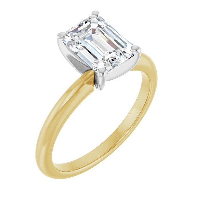 14K Yellow Or White Gold Emerald Polished Solitaire Lab-Grown Diamond Engagement Ring