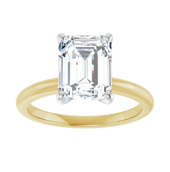 14K Yellow Or White Gold Emerald Polished Solitaire Lab-Grown Diamond Engagement Ring