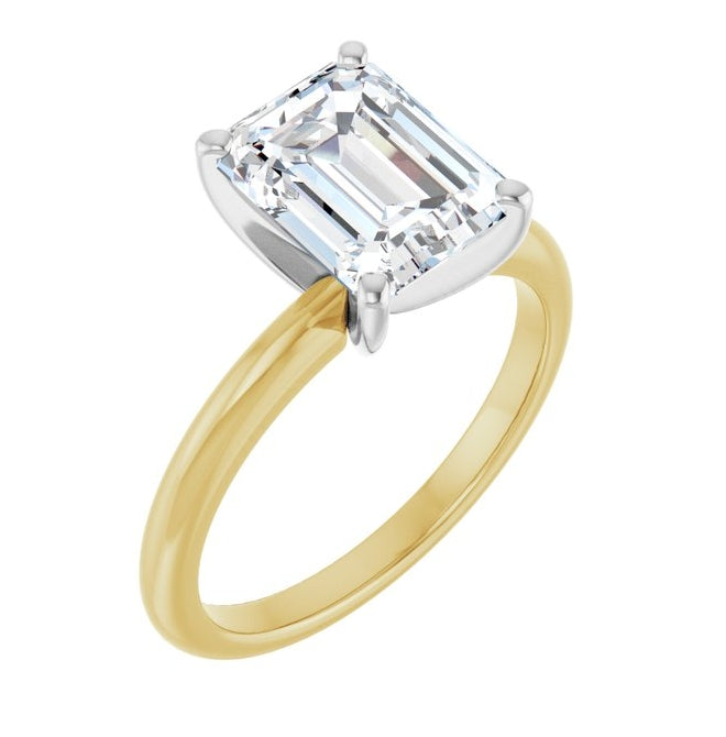 14K Yellow Or White Gold Emerald Polished Solitaire Lab-Grown Diamond Engagement Ring