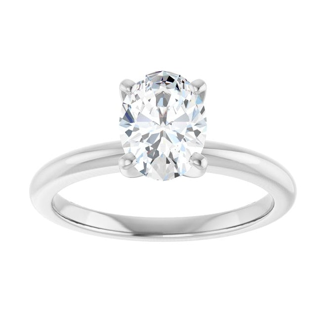 14K Yellow Or White Gold Oval Polished Solitaire Lab-Grown Diamond Engagement Ring