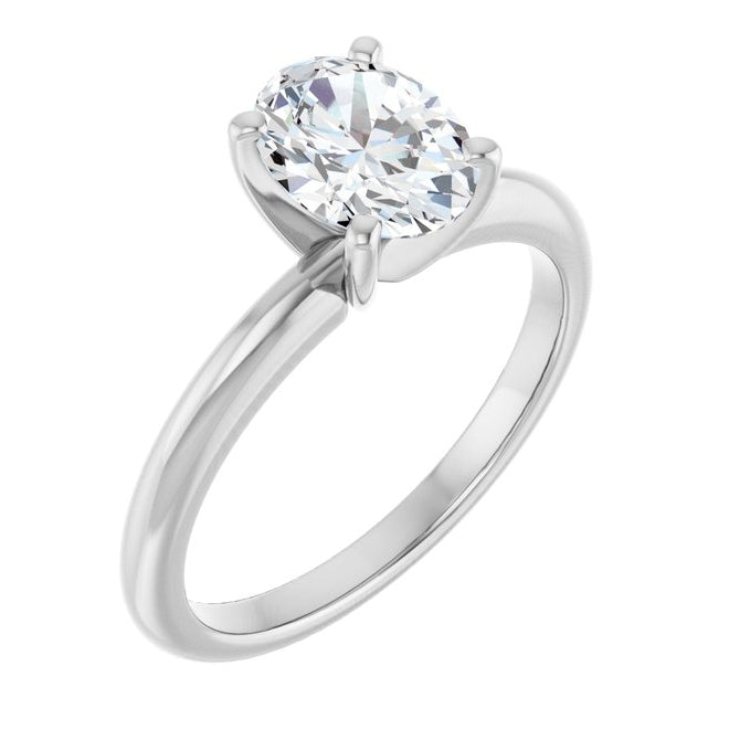 14K Yellow Or White Gold Oval Polished Solitaire Lab-Grown Diamond Engagement Ring