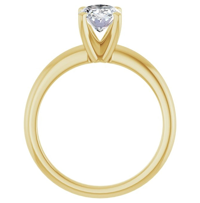 14K Yellow Or White Gold Oval Polished Solitaire Lab-Grown Diamond Engagement Ring