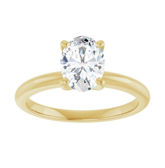 14K Yellow Or White Gold Oval Polished Solitaire Lab-Grown Diamond Engagement Ring