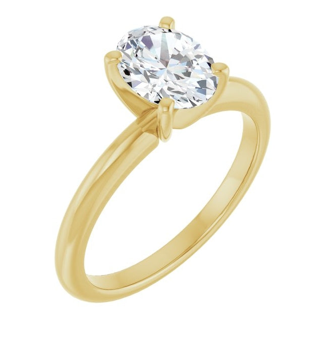 14K Yellow Or White Gold Oval Polished Solitaire Lab-Grown Diamond Engagement Ring