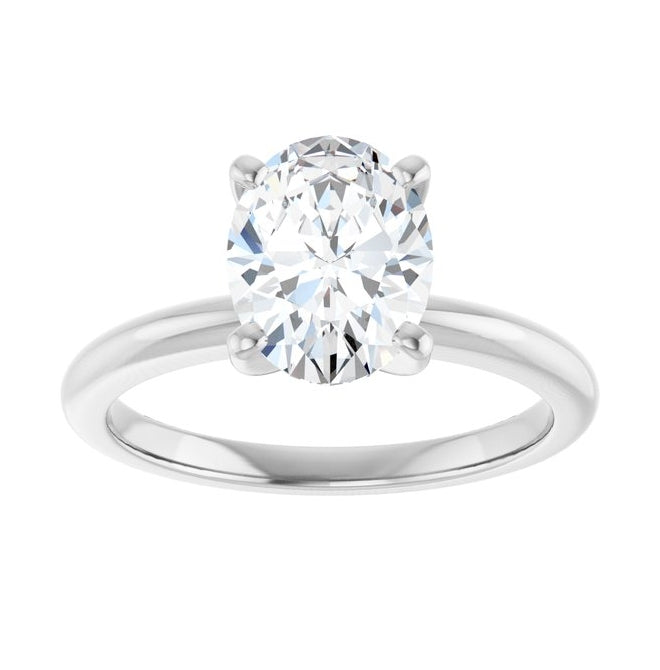 14K Yellow Or White Gold Oval Polished Solitaire Lab-Grown Diamond Engagement Ring